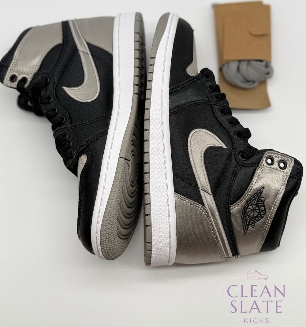 Air Jordan 1 Retro High OG Satin Shadow Black Grey Women's 7.5 NWOB